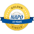 Golden circle membership represents NAPO professional organizing consultants who have been in businesses for over five years